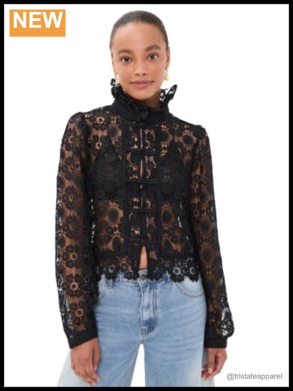 Lioness Overtime Women's Crochet Lace Collared Long Sleeve Blouse